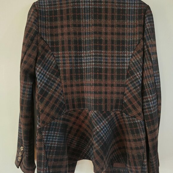 Liverpool Los Angeles Tartan Plaid Notched Blazer Brown and Blue Coat Sz Small - Picture 5 of 6